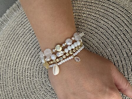 Armband White quartz &amp; shell