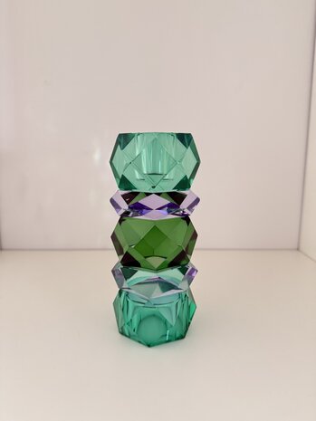 Kaarsenhouder Pastel groen kristal glas large