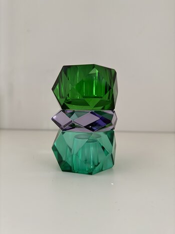 Kaarsenhouder Pastel groen kristal glas small