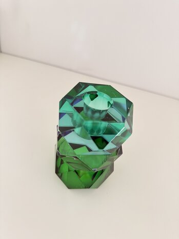 Kaarsenhouder Pastel groen kristal glas small