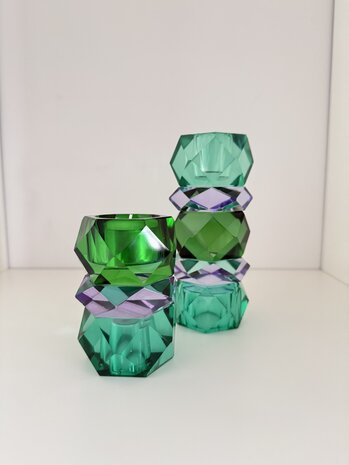 Kaarsenhouder Pastel groen kristal glas small