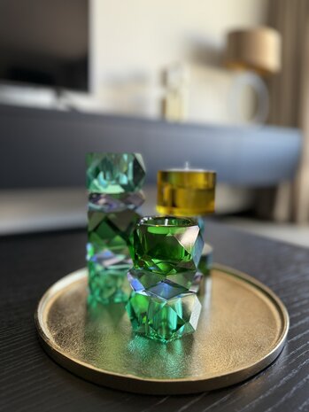 Kaarsenhouder Pastel groen kristal glas small