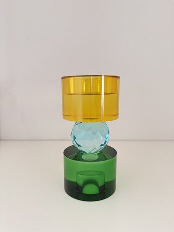 Kaarsenhouder Pastel geel kristal glas 