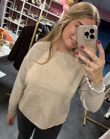 Basic trui taupe 