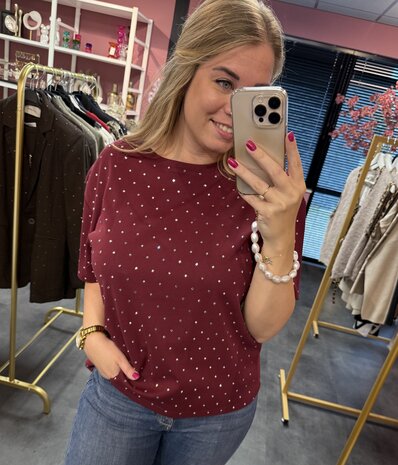 Ambika shirt strass bordeaux