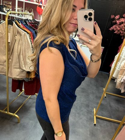 Glitter top blauw 