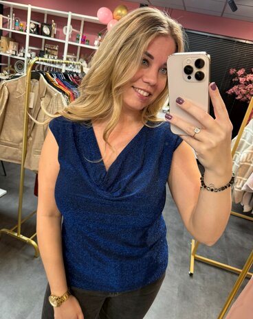 Glitter top blauw 