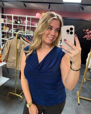 Glitter top blauw 