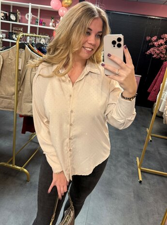 Strass blouse beige