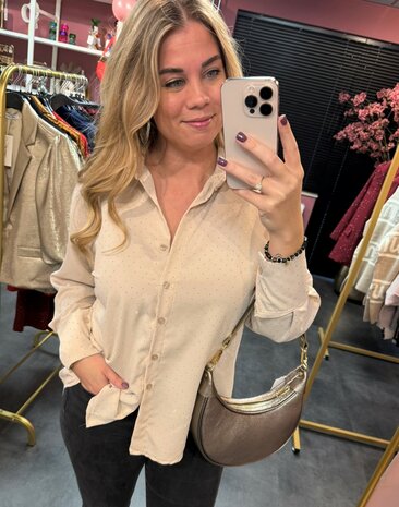 Strass blouse beige