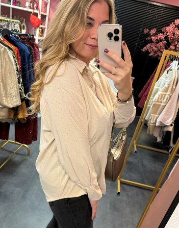 Strass blouse beige