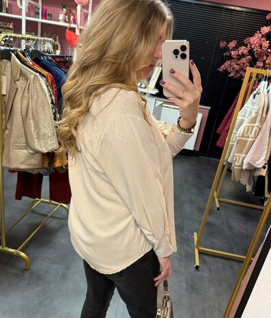 Strass blouse beige