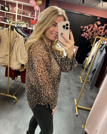 Panterblouse geschikt tot maat 42