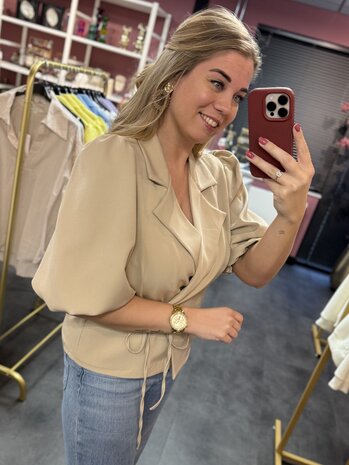 Wikkelblazer Ballonmouw - Beige