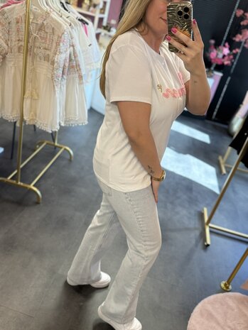 Shirt wit met roze amour