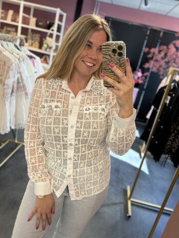 Blouse wit kant