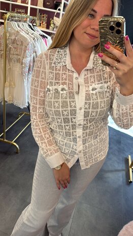 Blouse wit kant