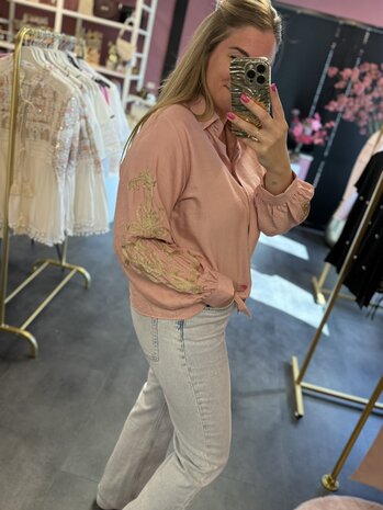 Blouse roze met goud 