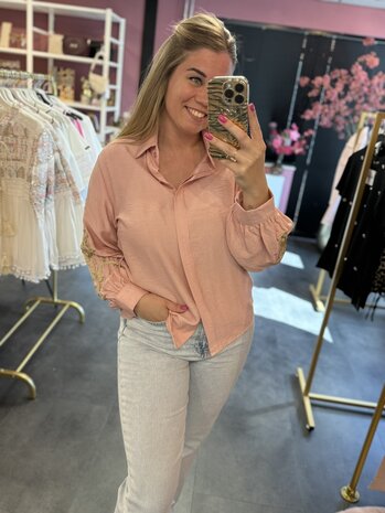 Blouse roze met goud 