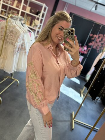 Blouse roze met goud 