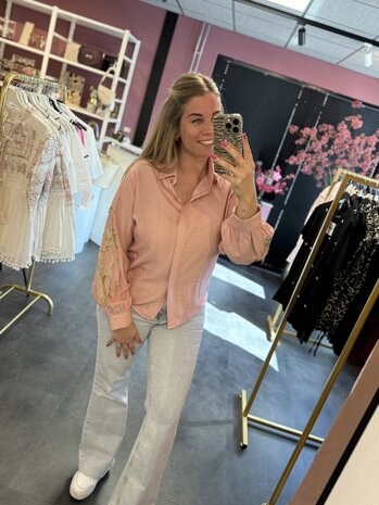 Blouse roze met goud 