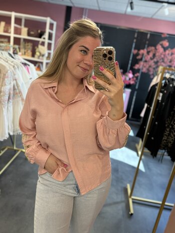 Blouse roze met goud 