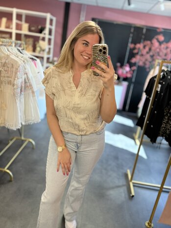 Beige top met goud