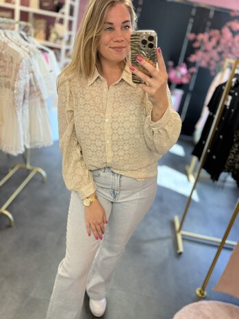 Blouse beige met glimmend lurex 