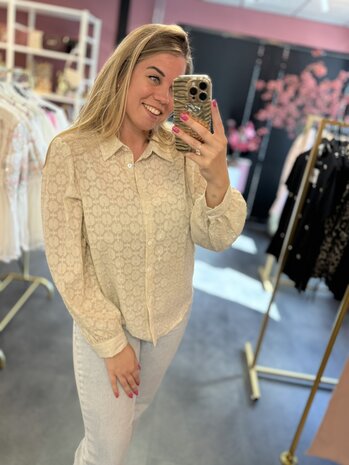 Blouse beige met glimmend lurex 