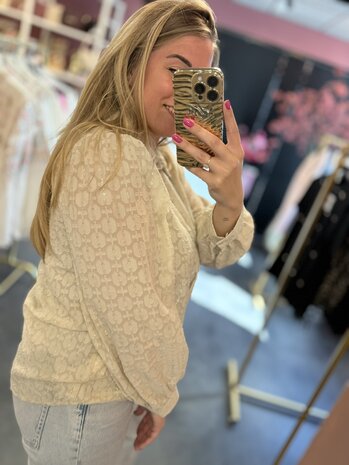 Blouse beige met glimmend lurex 