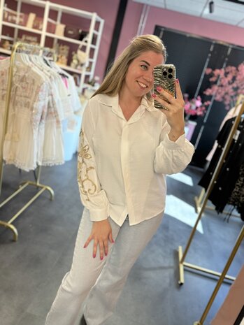 Blouse wit met goud 
