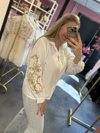 Blouse wit met goud 