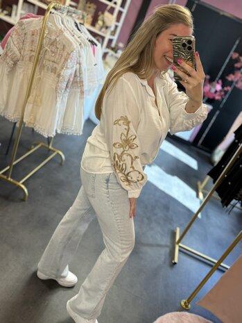 Blouse wit met goud 