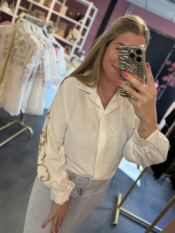 Blouse wit met goud 