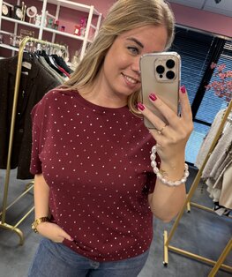 Ambika shirt strass bordeaux