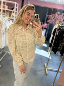 Blouse beige met glimmend lurex